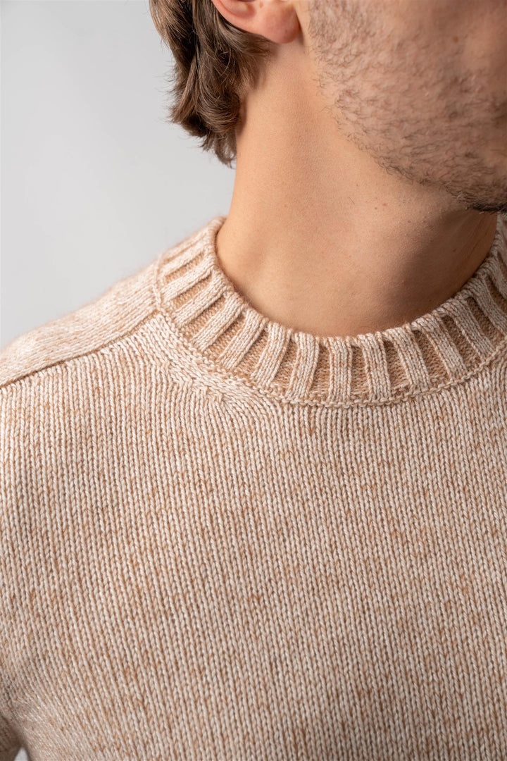 Crew Neck Cashmere Mix - Beige