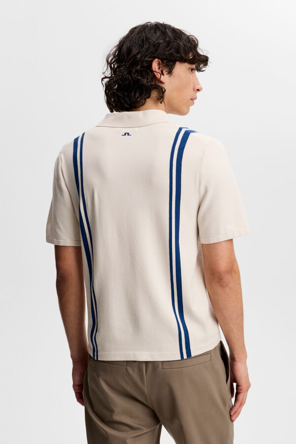 Rylan Stripe Knit Golf Polo - Moonbeam