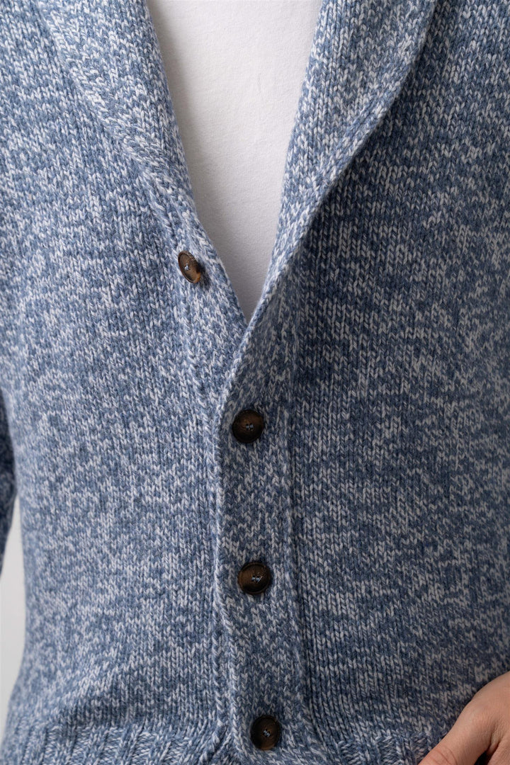 Shawl Collar Raglan Mouline' Cardigan - Blue