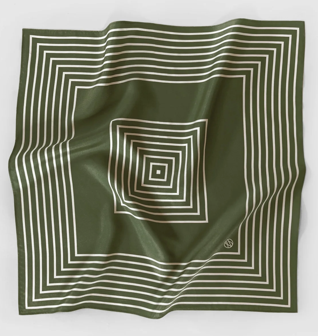 Striped Scarf/ Green - Cream (50cm)