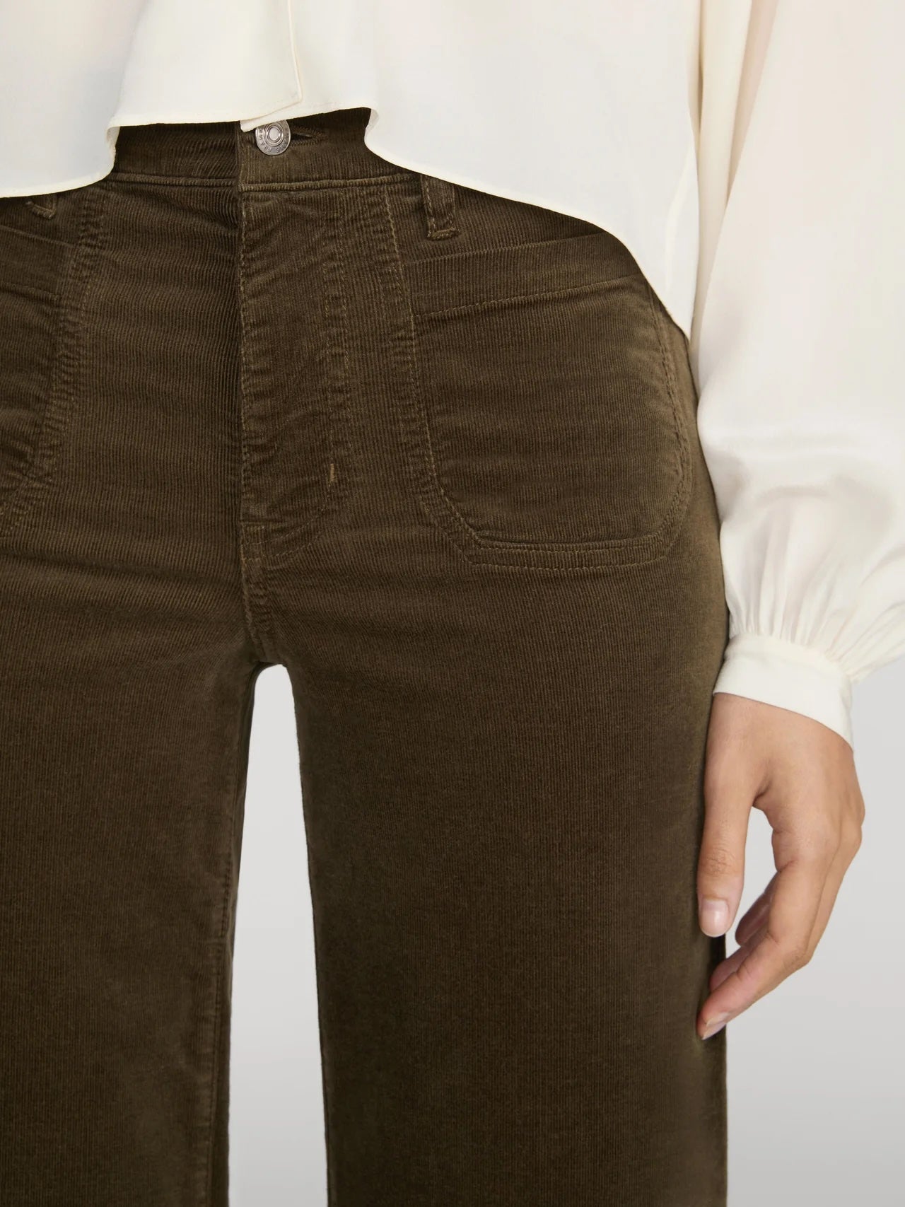 Le Slim Palazzo Modernist Pocket Corduroy Rich Military