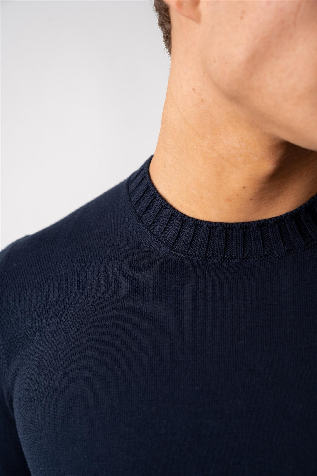 Knitted Cotton T-shirt - Navy