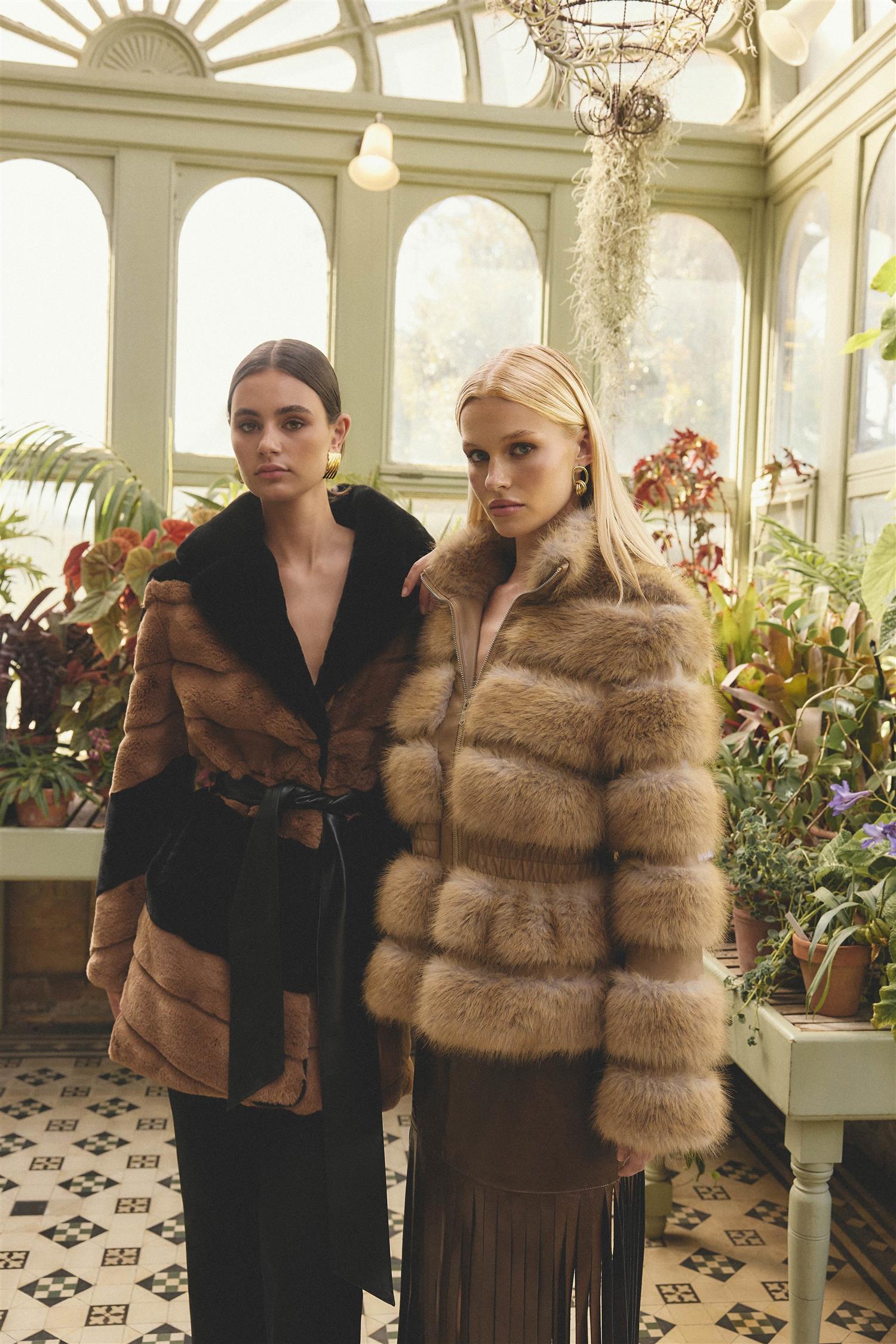 Aisling Faux Fur and Leather Jacket Taupe