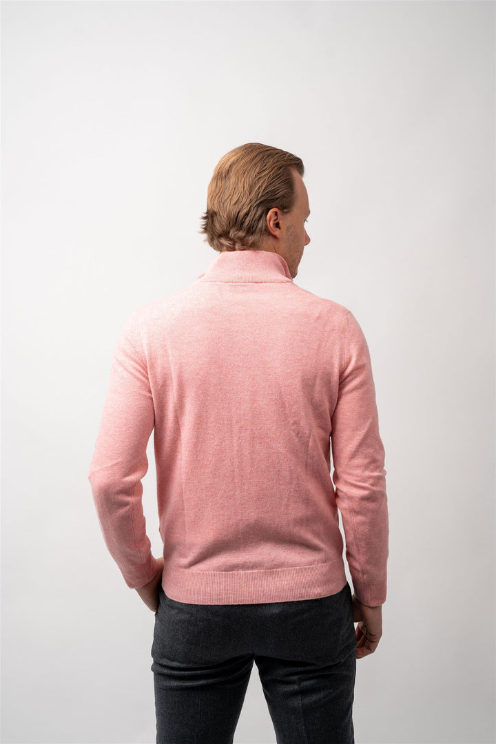 Half Zip Wool-Cashmere - Pink