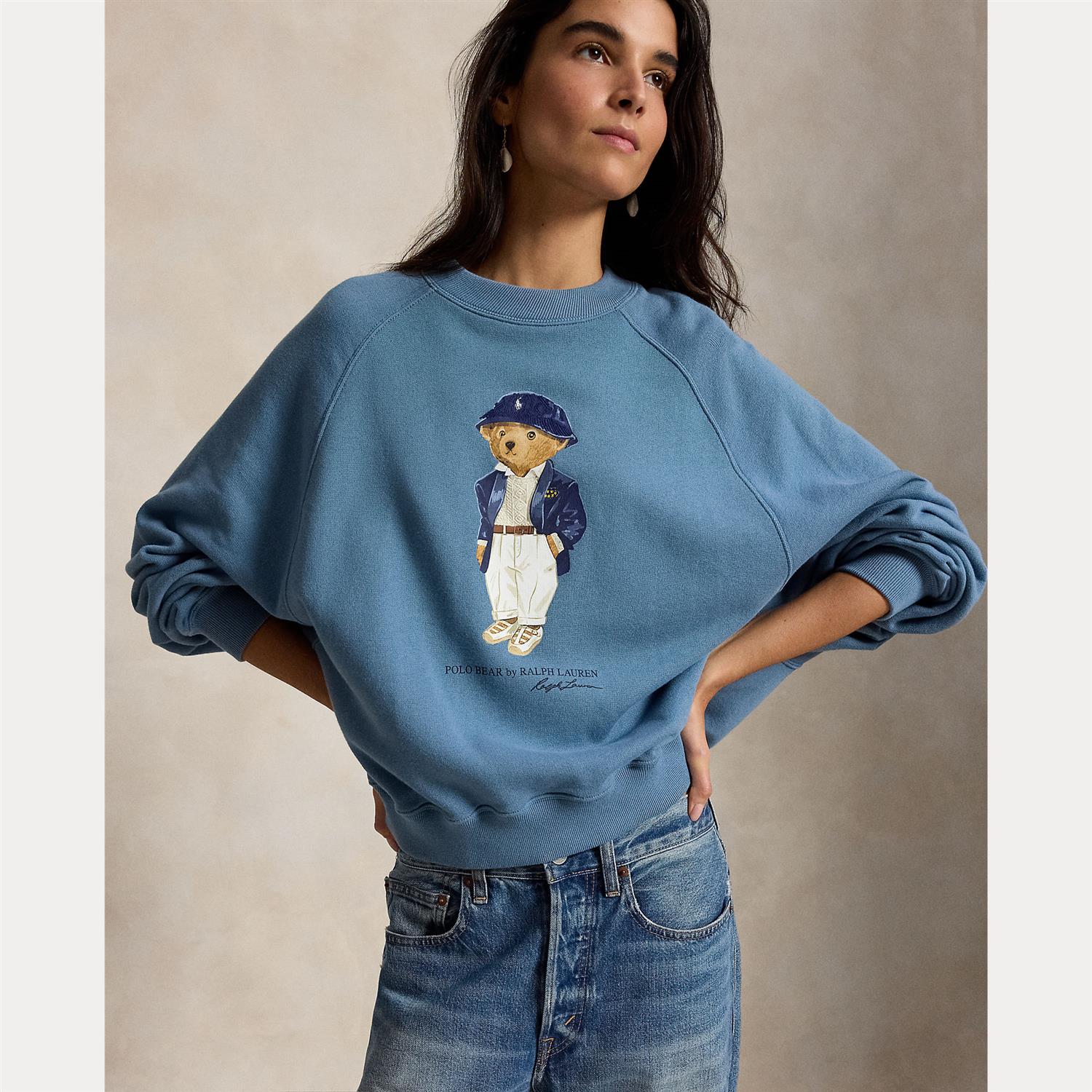 Polo Bear Lightweight Fleece Crewneck Camp Blue