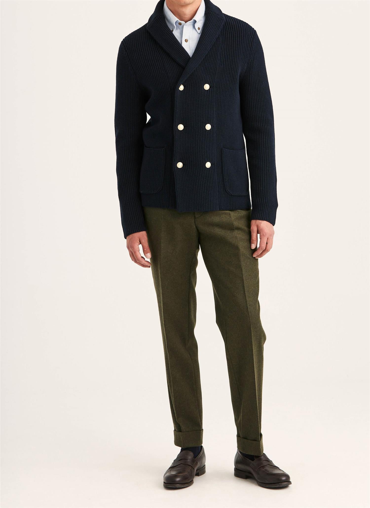Brayden DB Shawl Cardigan - Navy