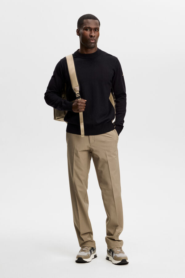 Chester Side Stripe Knit Crew - Black