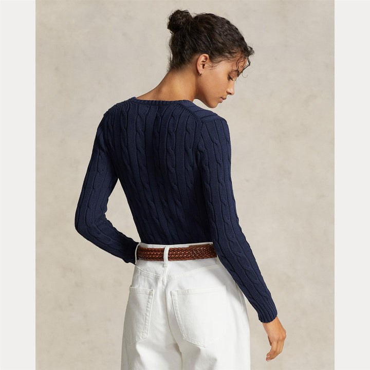 Cable-Knit cotton v-neck sweater