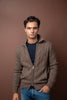 Full Zip Cable Cashmere - Brown