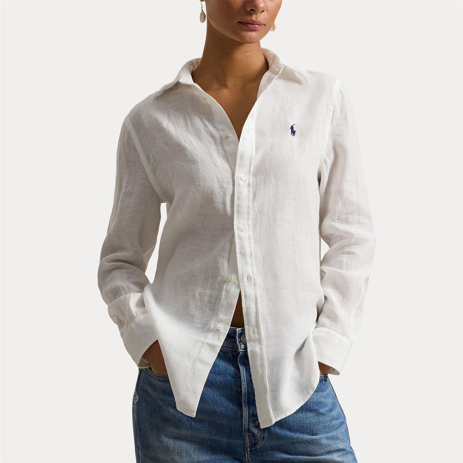 Classic Fit Linen Shirt White