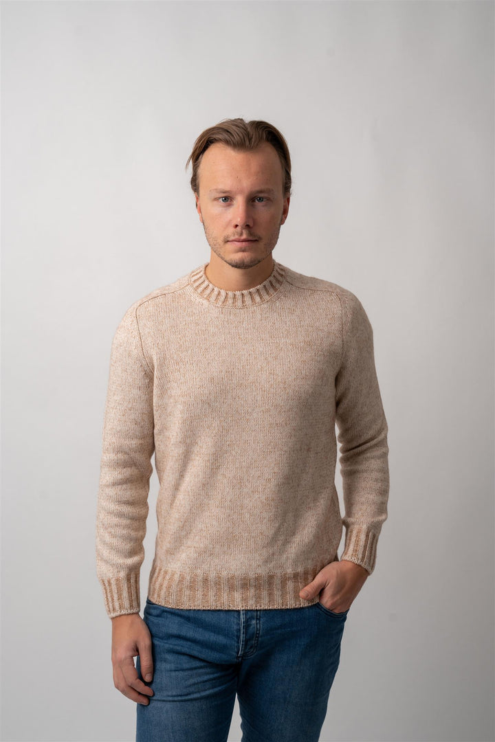 Crew Neck Cashmere Mix - Beige