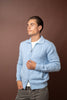 Full Zip Cable Cashmere - Light Blue