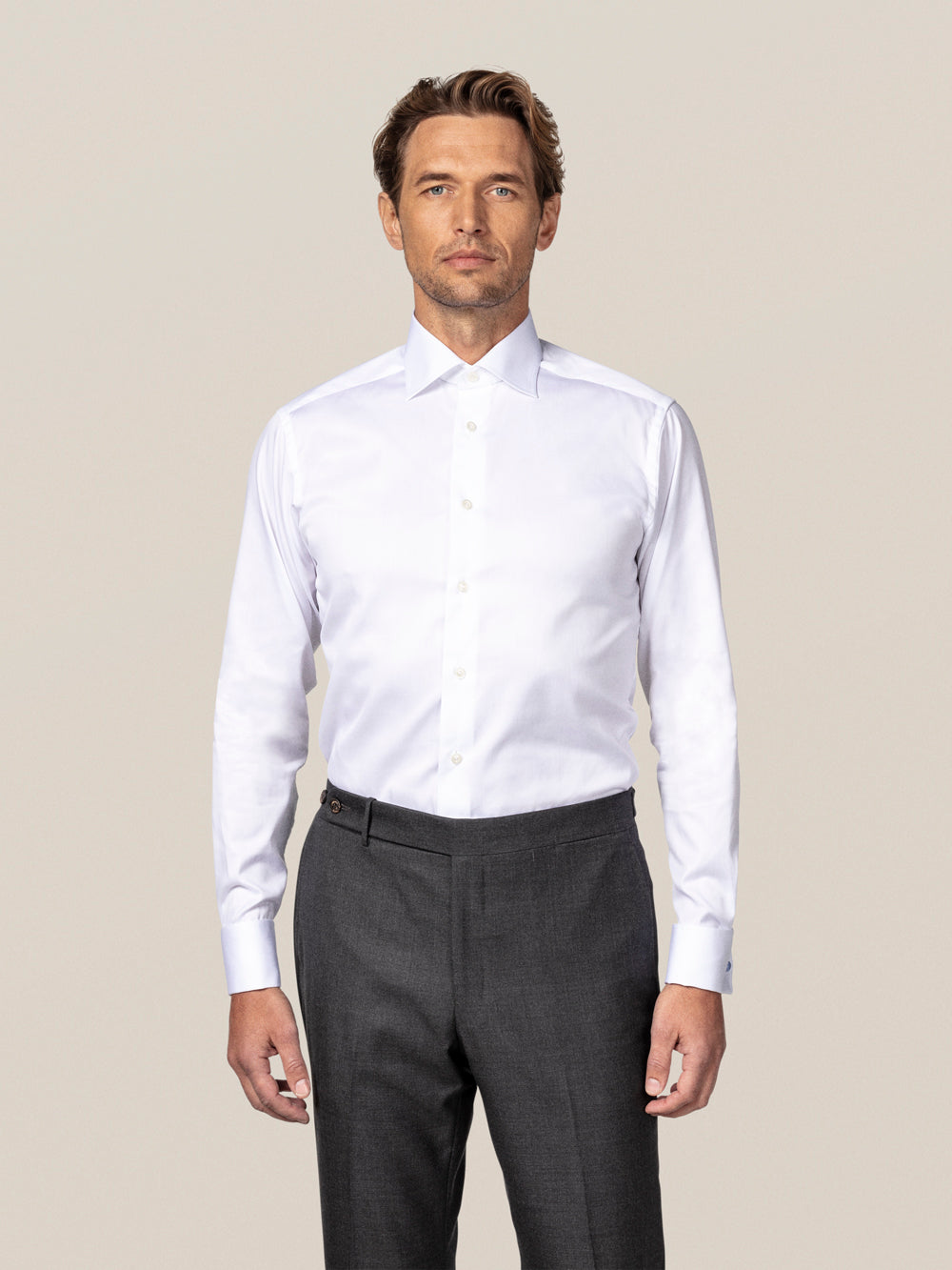 Slim White Signature Twill Shirt - French Cuff