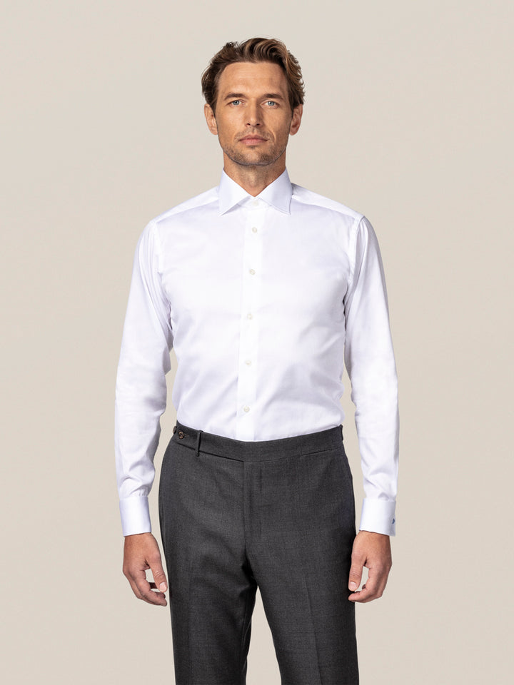 Slim White Signature Twill Shirt - French Cuff