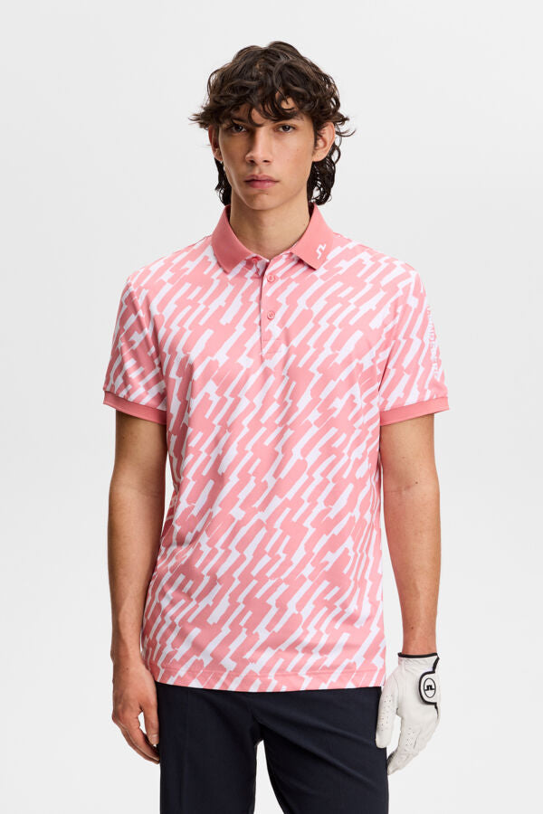 Tour Tech Print Polo - Oak Flamingo