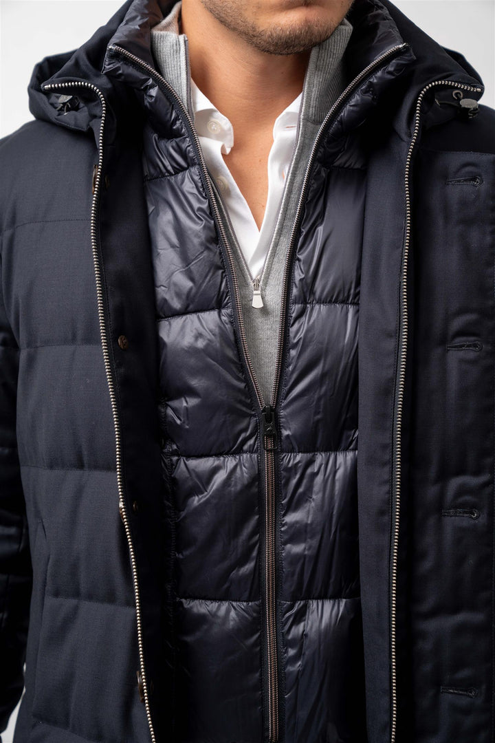 Down Coat Hood Navy