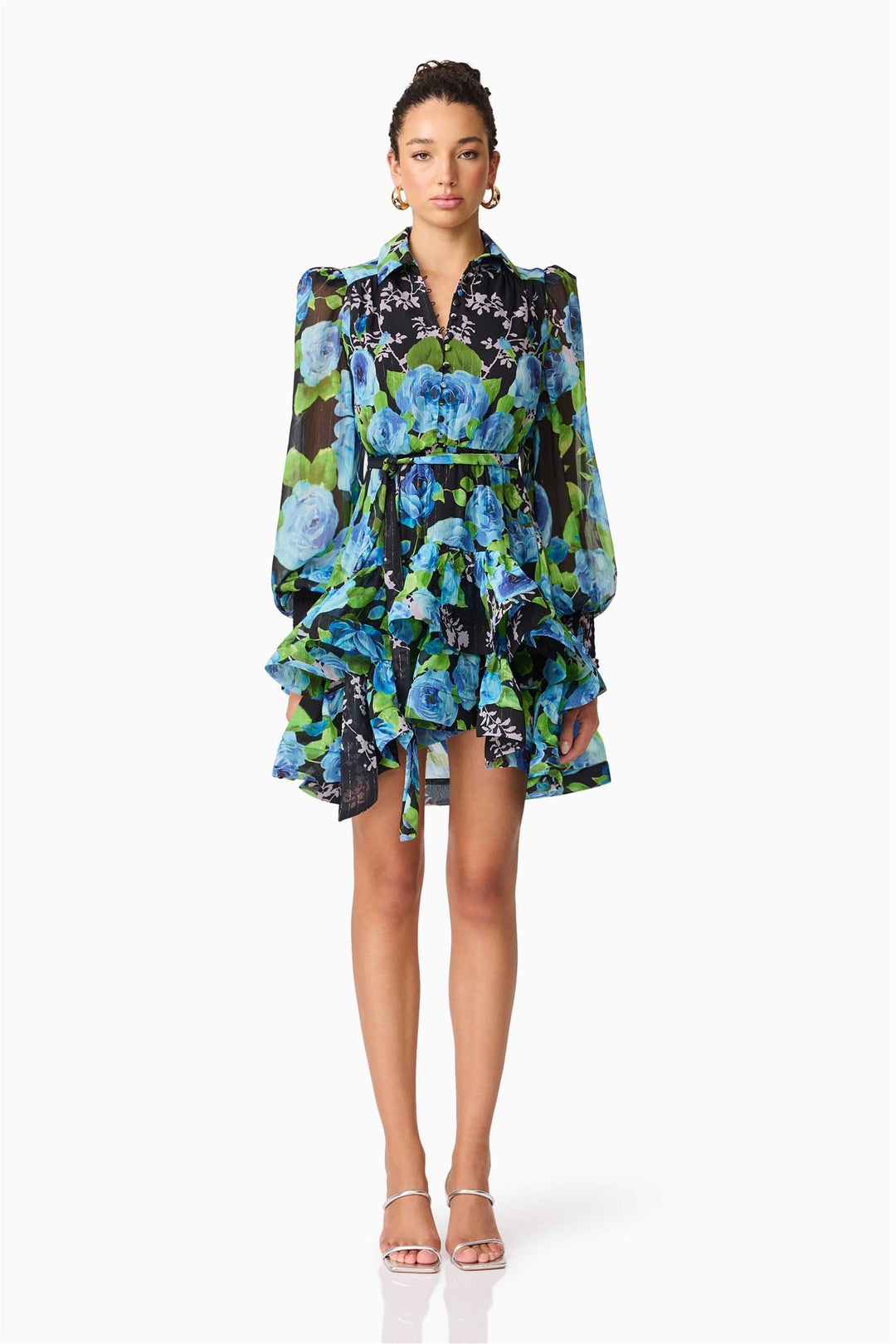 Briony Long Sleeve Mini Dress Black Multi