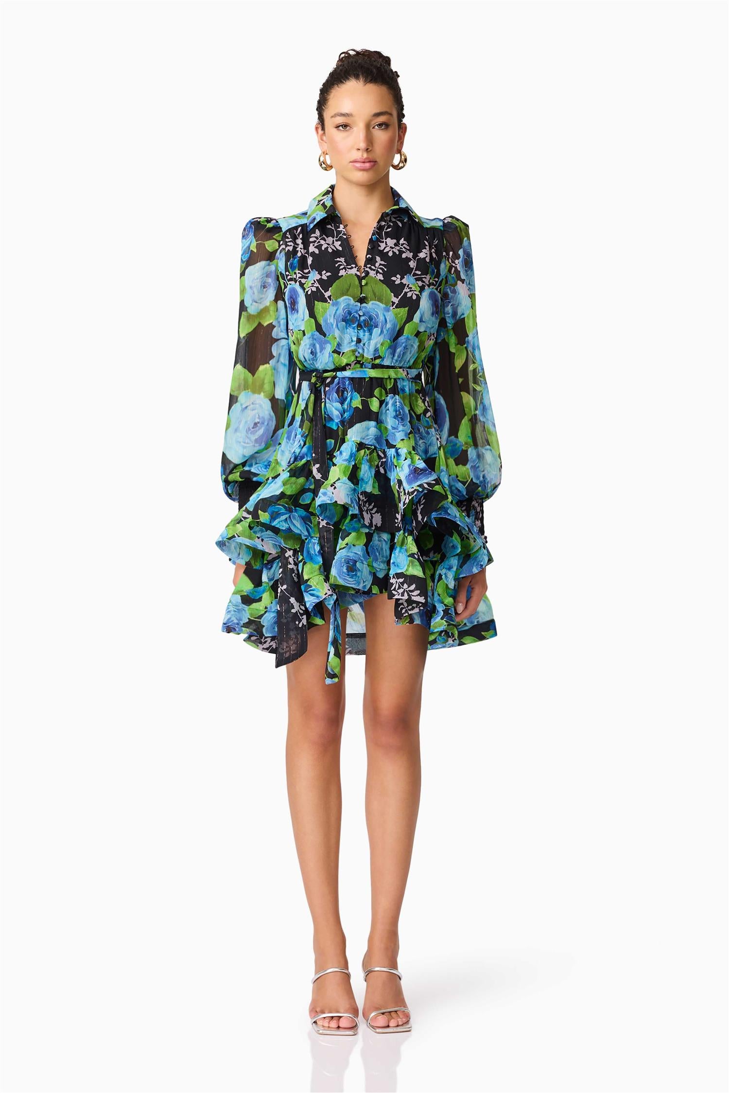 Briony Long Sleeve Mini Dress Black Multi