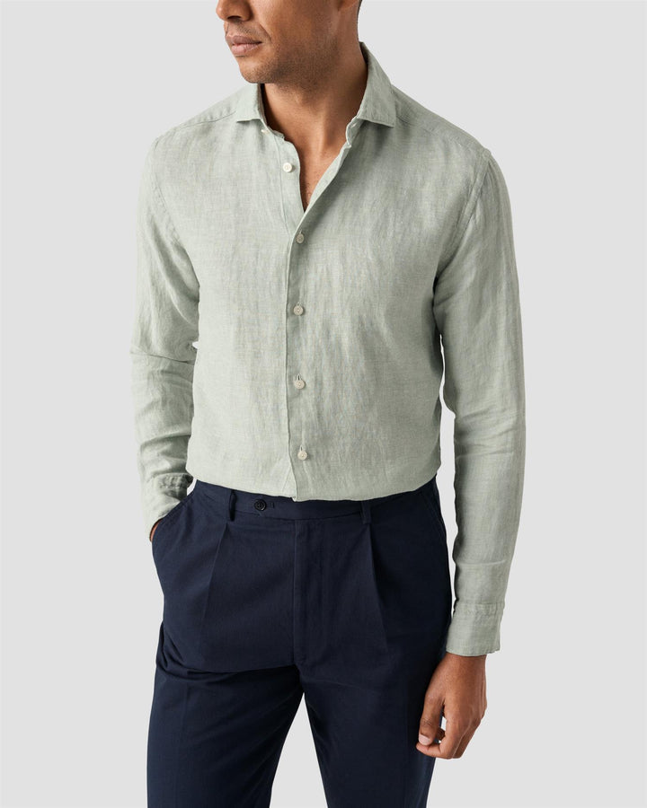Solid Twill Linen Shirt - Green