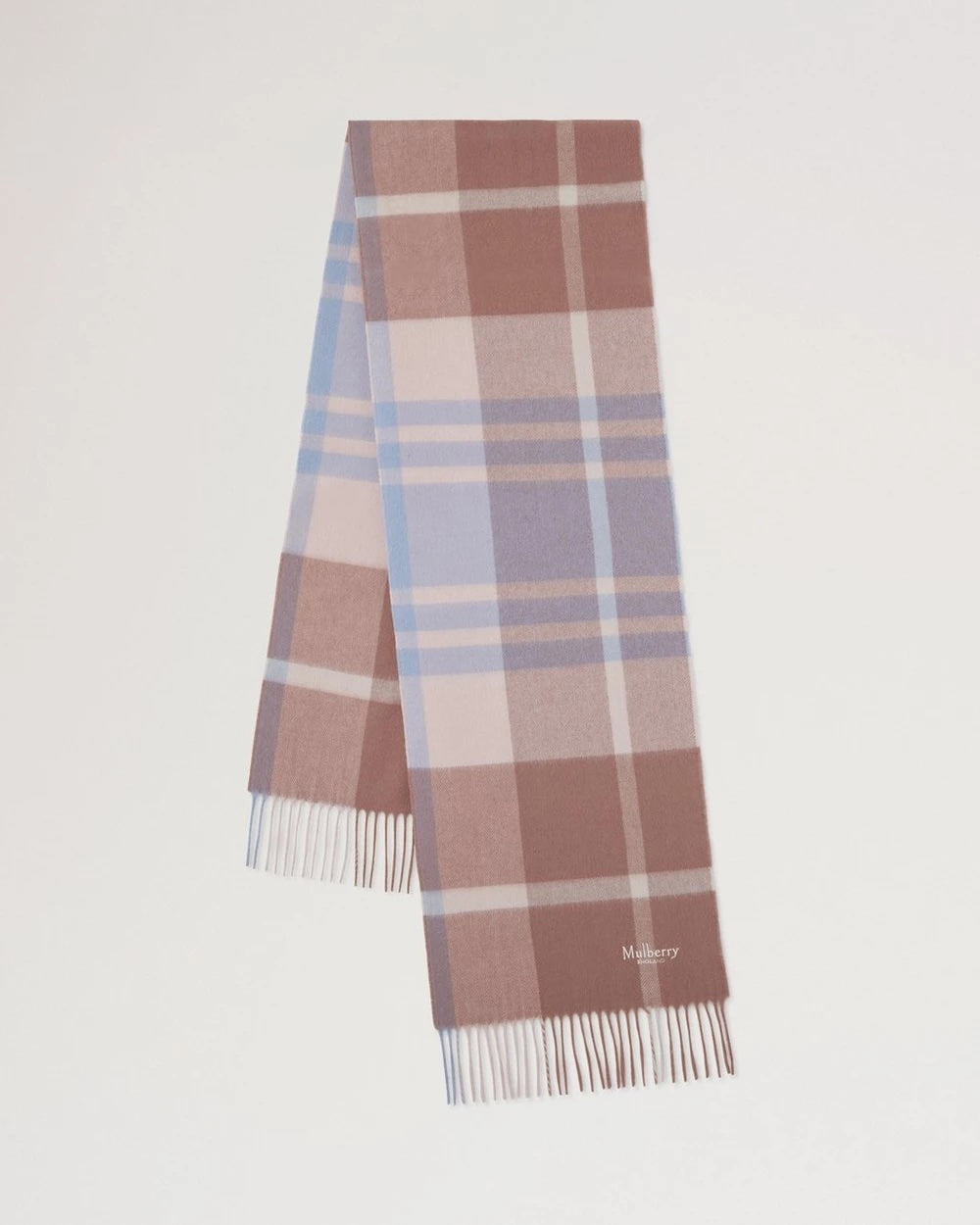 Small Check Merino Wool Scarf 30 x 200 Autumn Rose-Poplin B