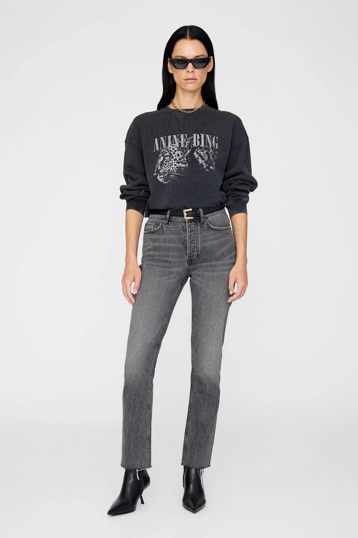 Spencer Sweatshirt Leopard - Washed Black