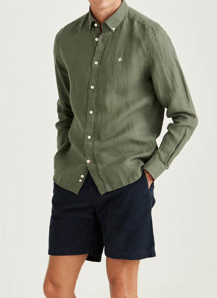 Douglas Linen Shirt -Olive