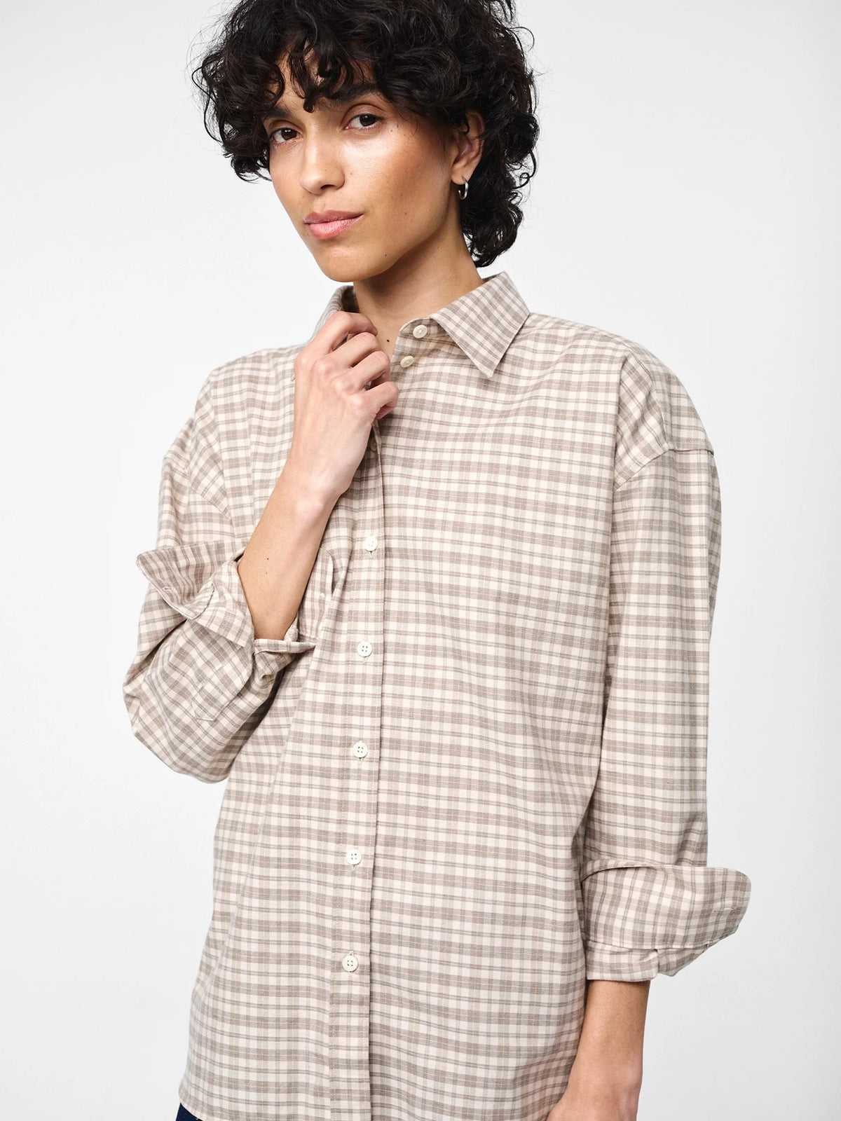 Edwina Flannel Shirt Checked Taupe