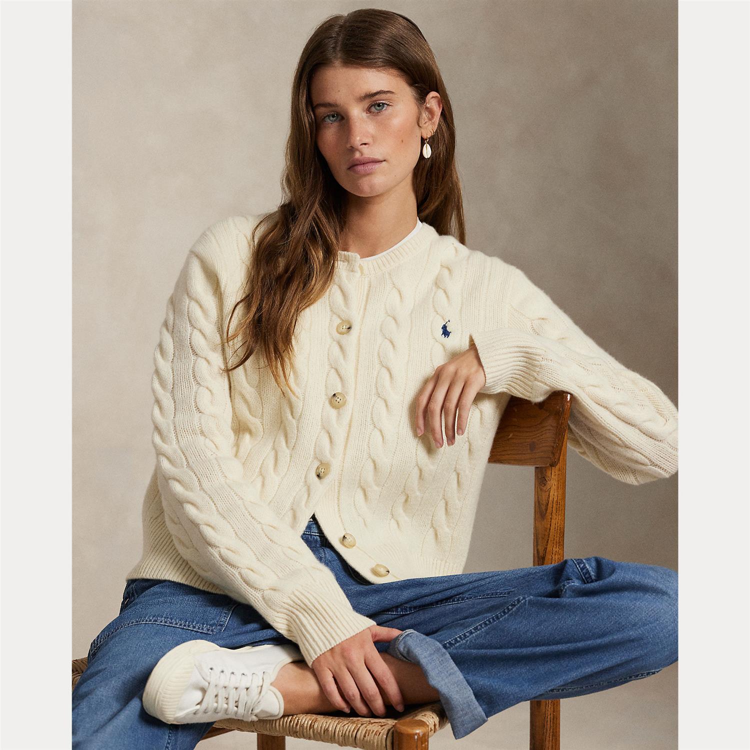 Cable-Knit Wool-Cashmere Cardigan