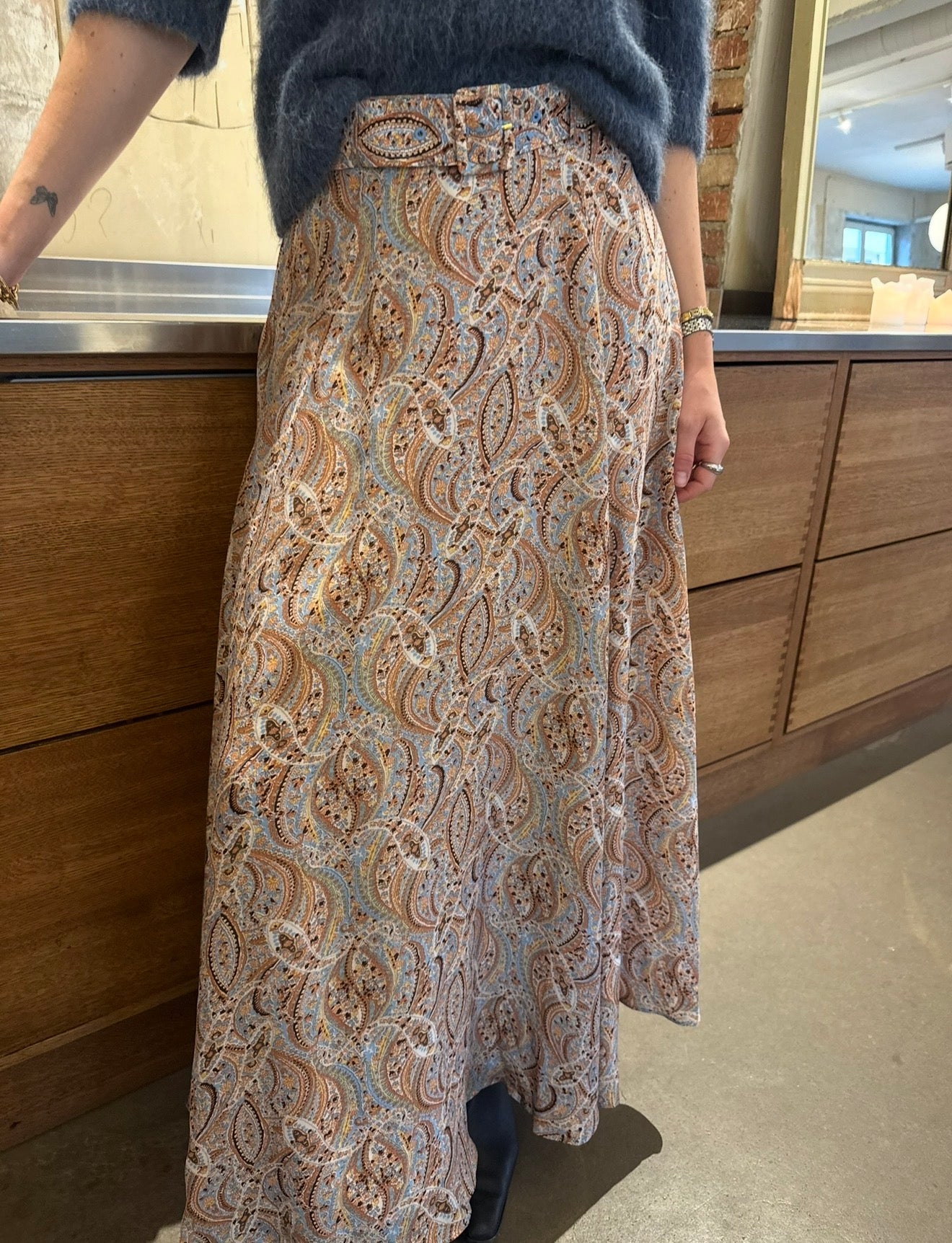 Striped Organza Maxi Skirt Delicate Paisley