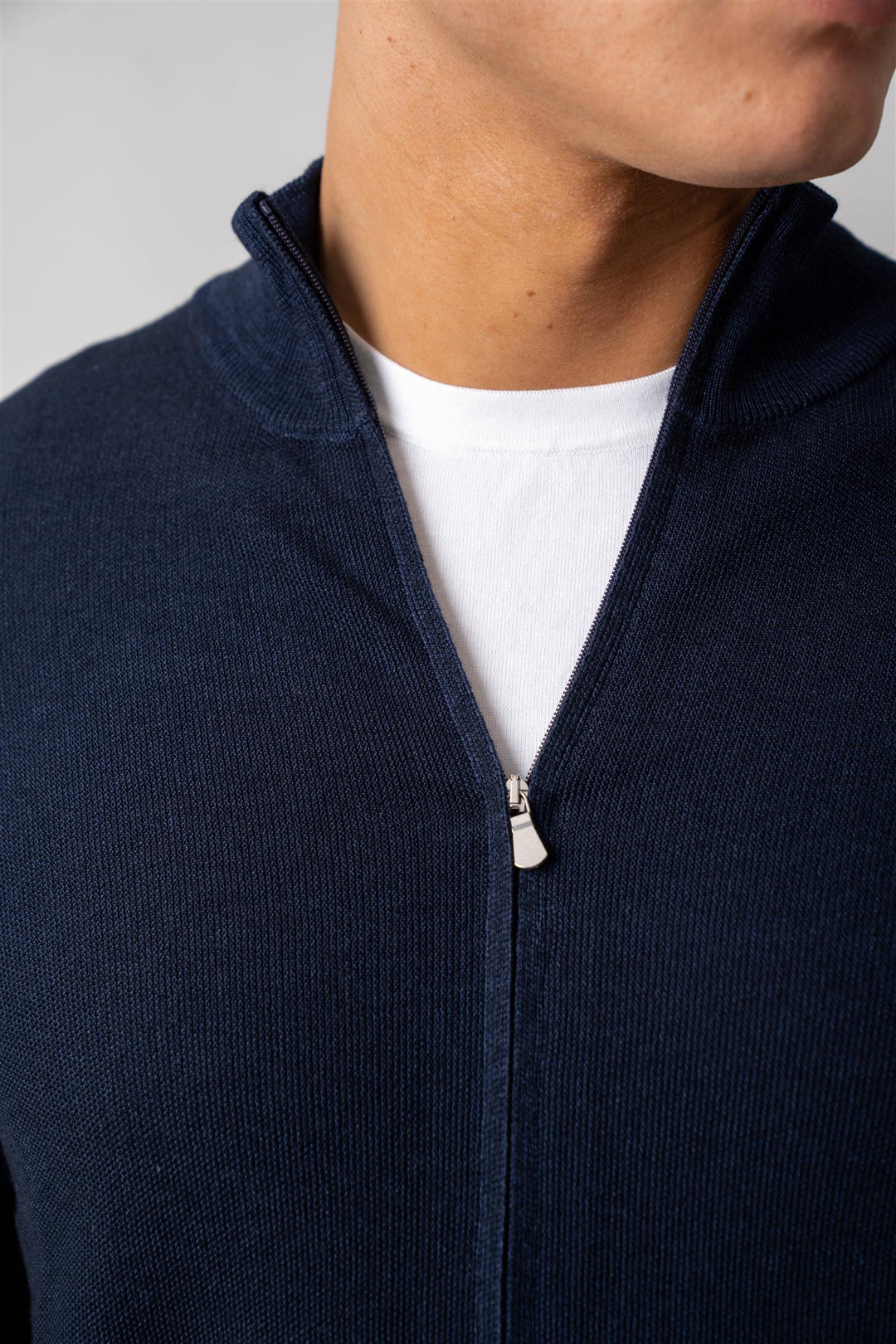 Full Zip Merino Knitted - Navy