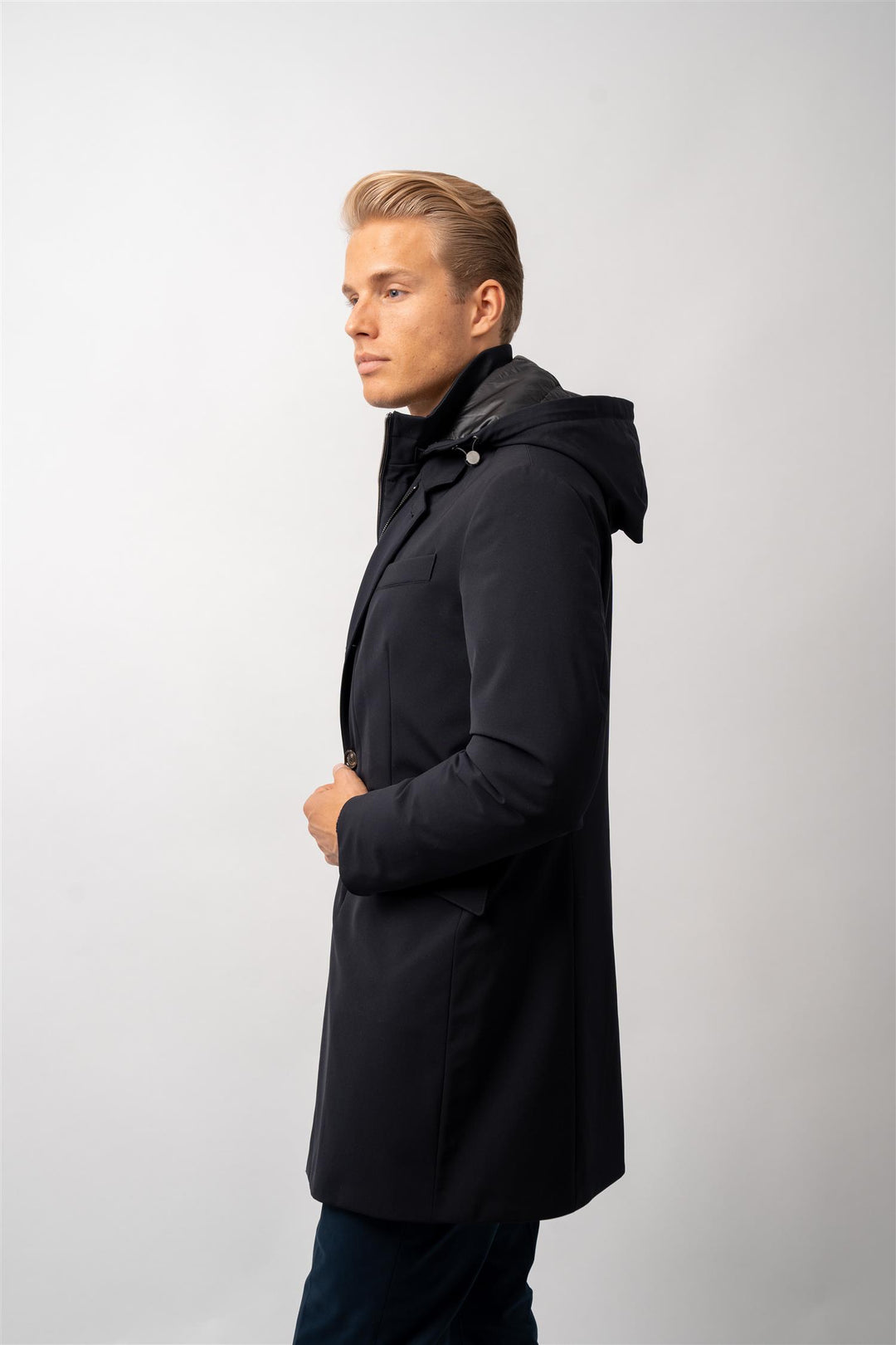 Down Coat Hood Navy