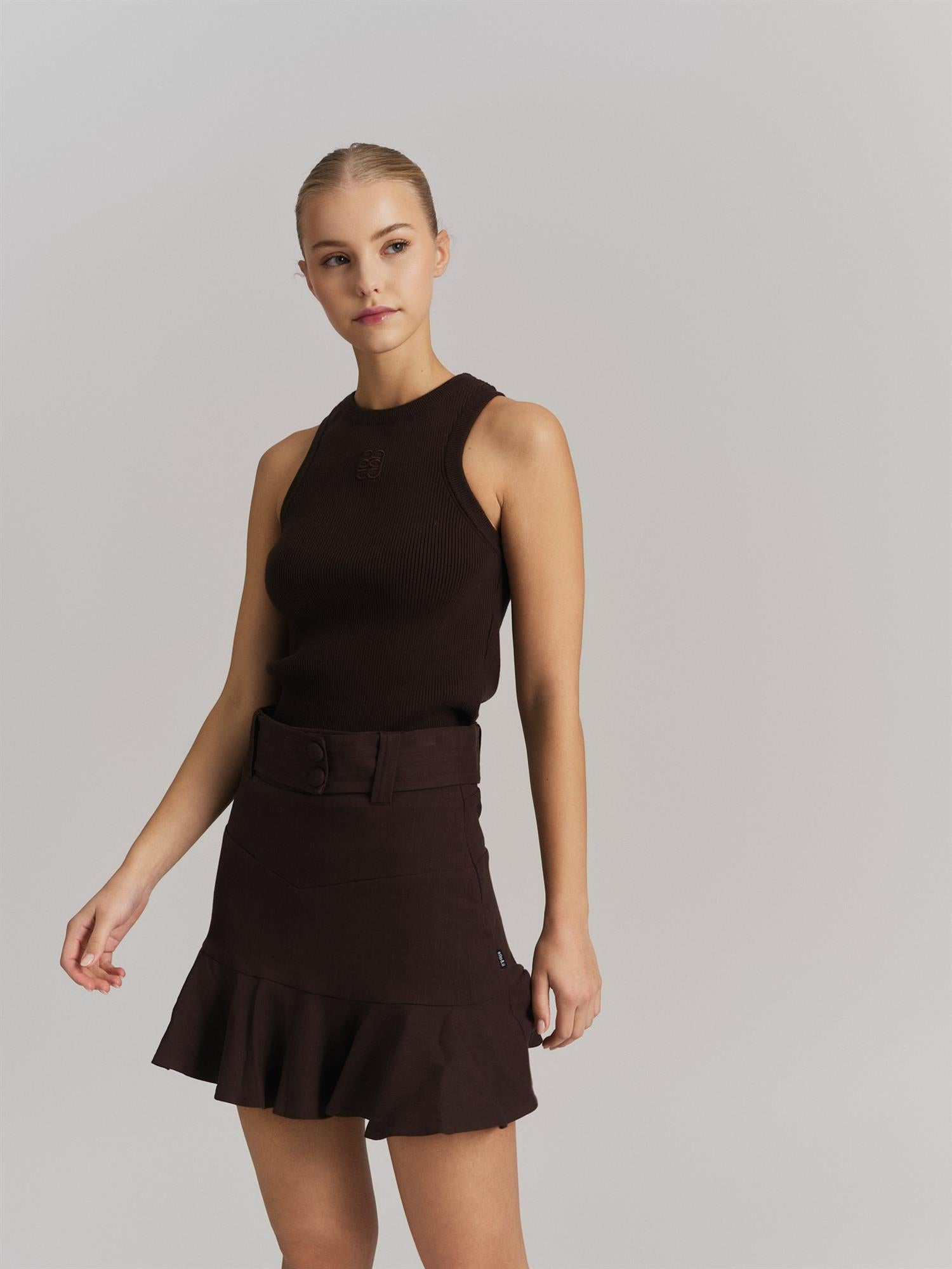 Elin Cotton Singlet - Brown