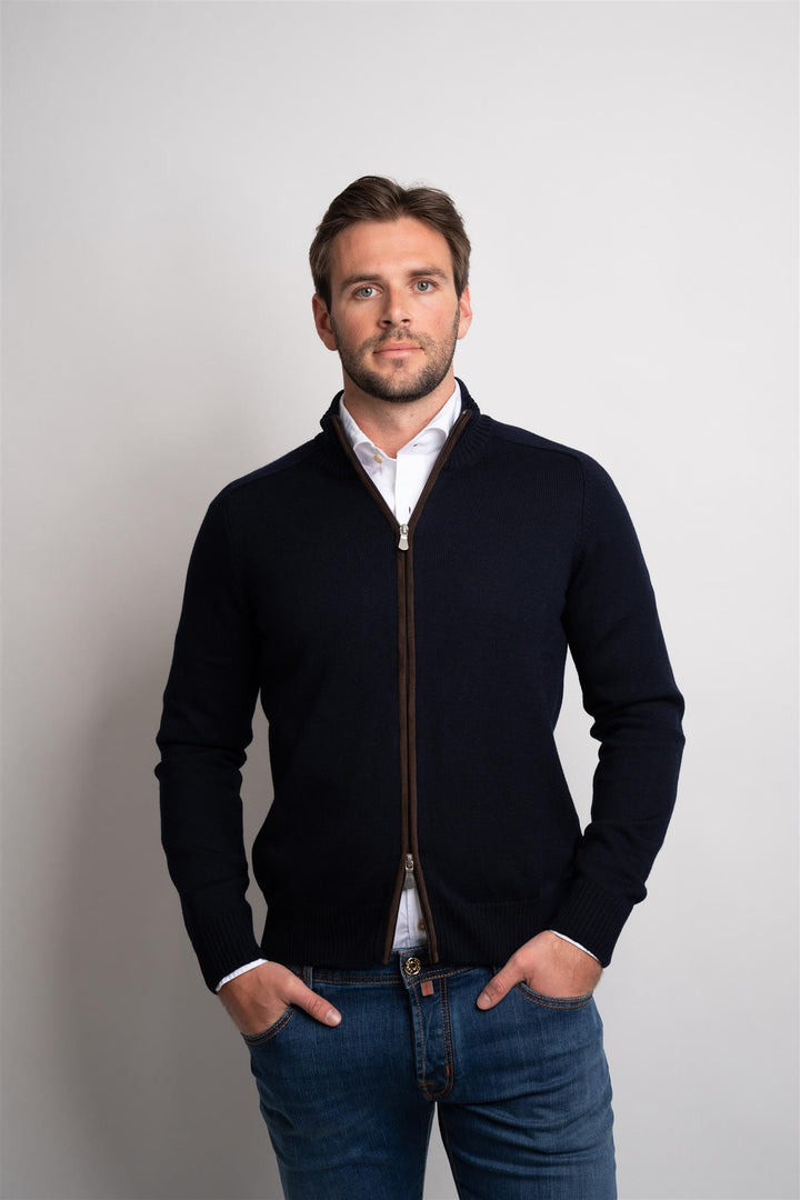 Full Zip - Navy/Brown