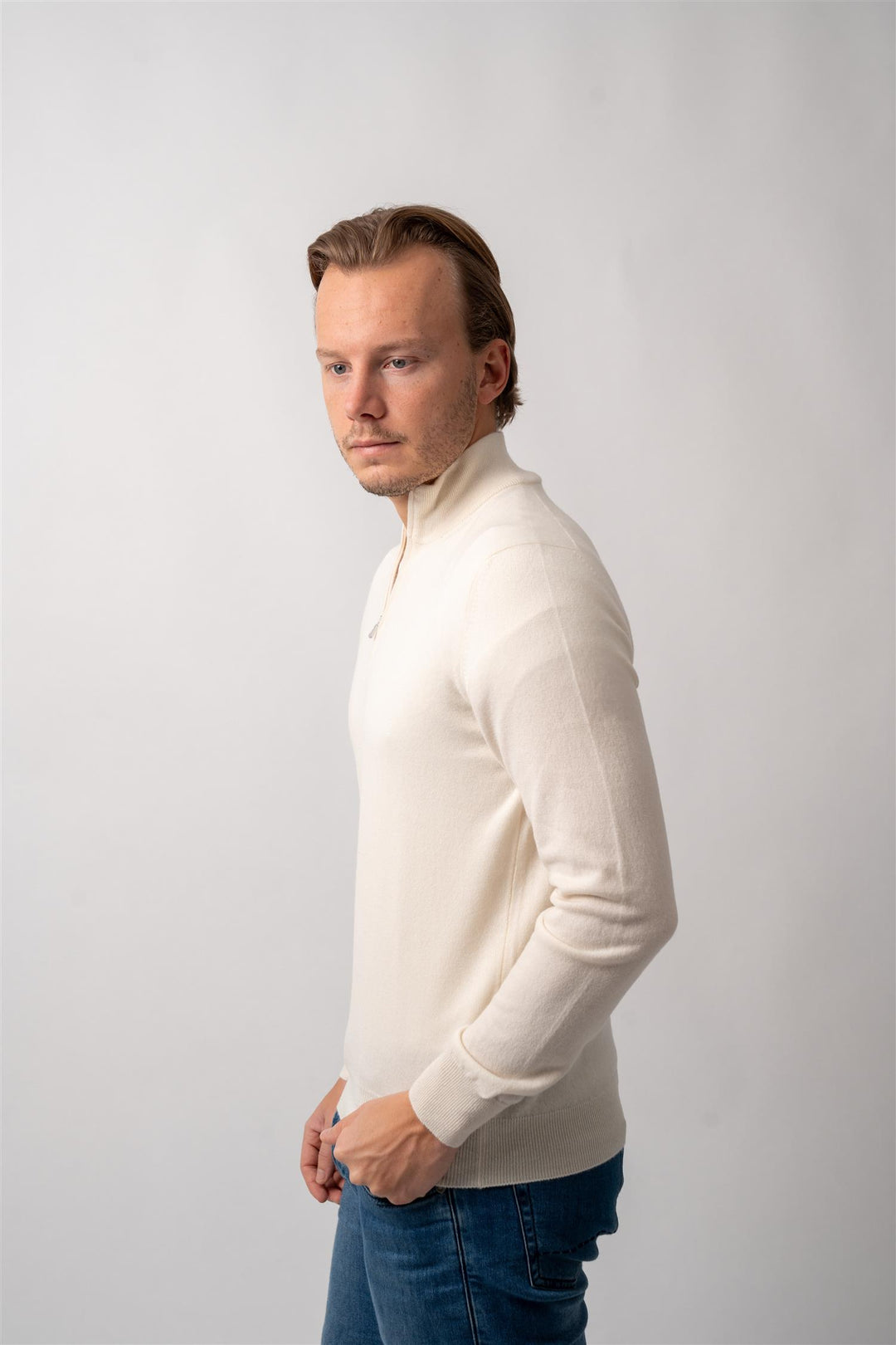 Half Zip - Cashmere - White