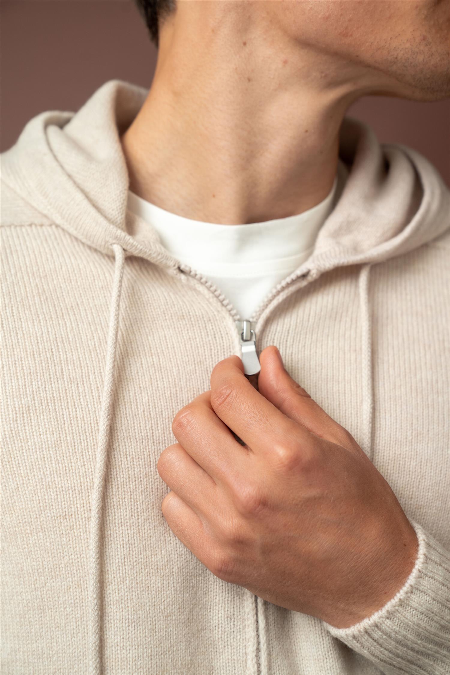 Full Zip Hoodie - Beige