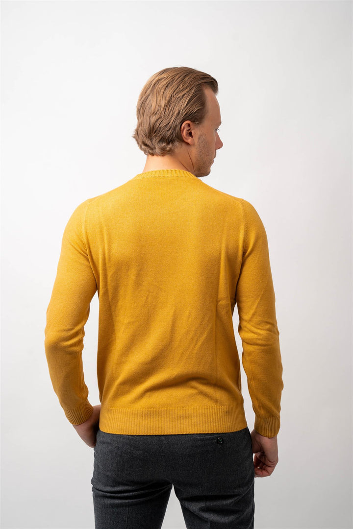 Crew Neck Cashmere - Wool -  Yellow