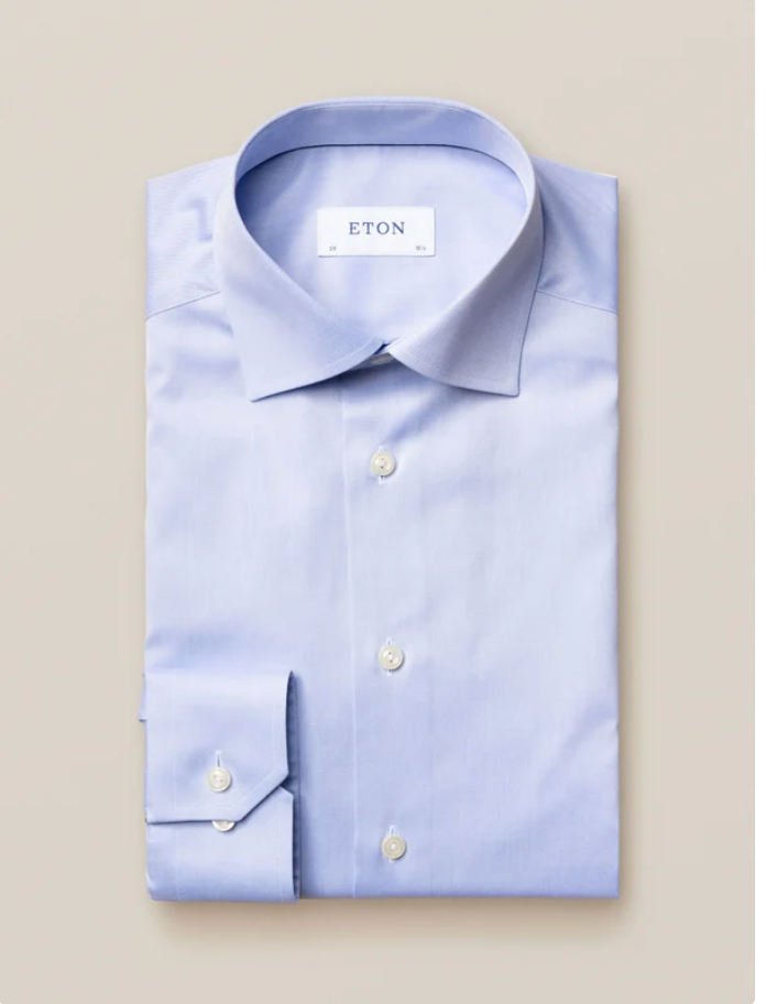 Contemp Light Blue Signature Twill Shirt - Cut Away Single Cuff