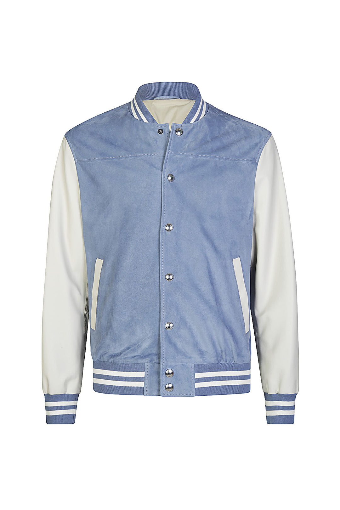 Leather Bomber Jacket - Light Blue