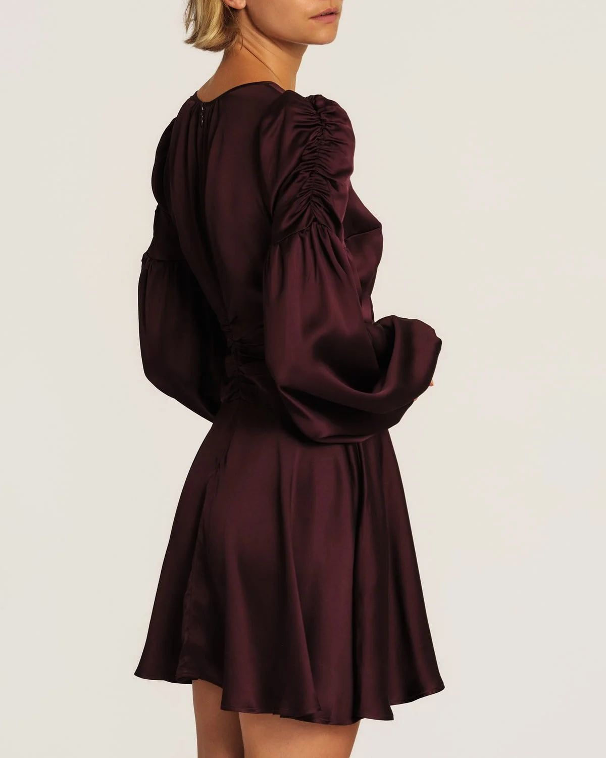 Satin Mini Dress Burgundy