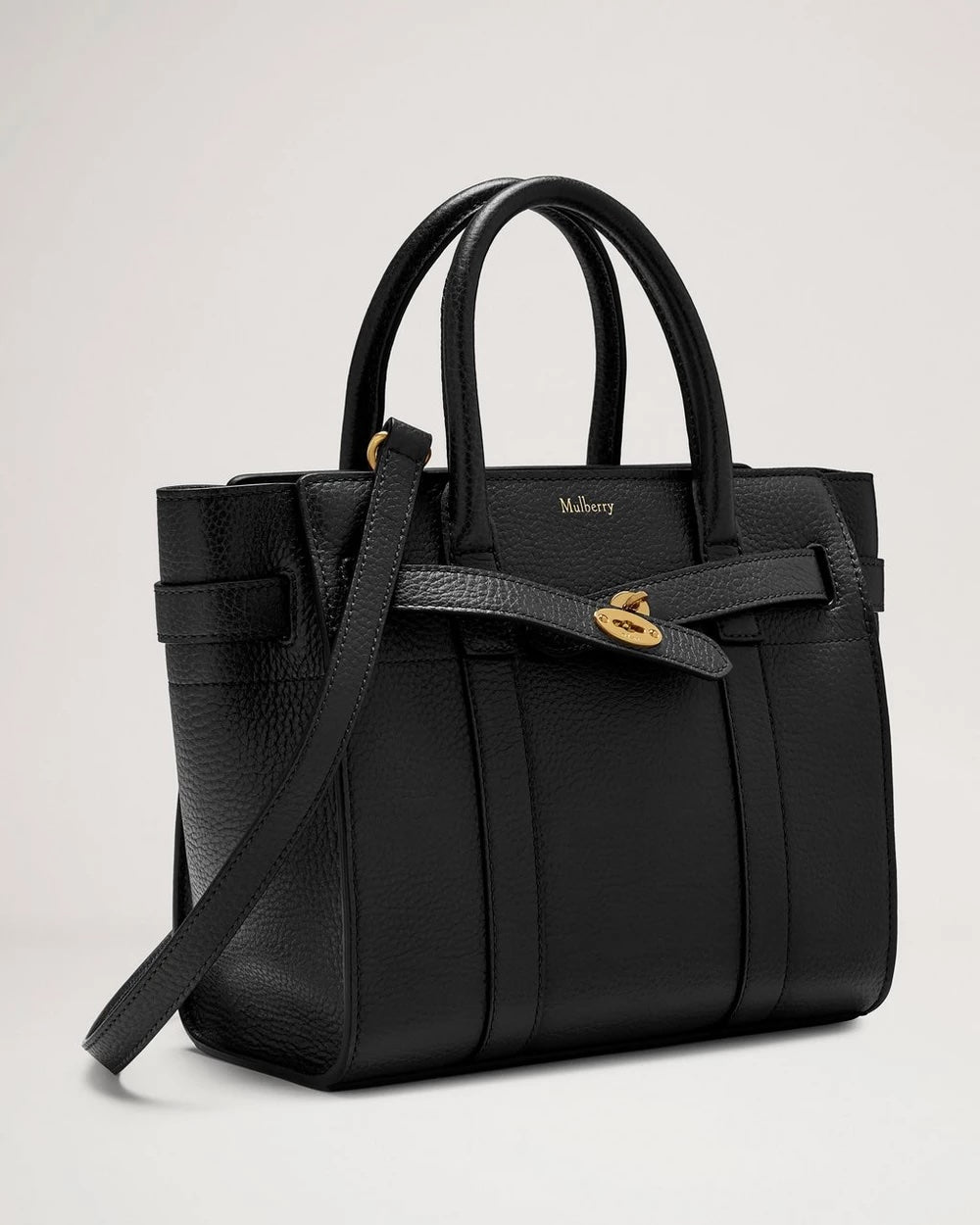 Mini Zipped Bayswater - Black Small Classic Grain