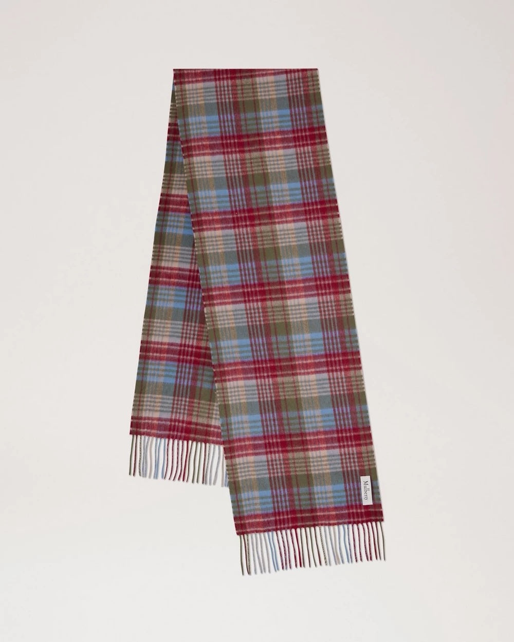 Mulberry Heritage Check Scarf Moss-Sky Blue