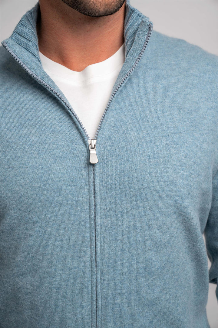 Full Zip Felted Cashmere - Light Blue
