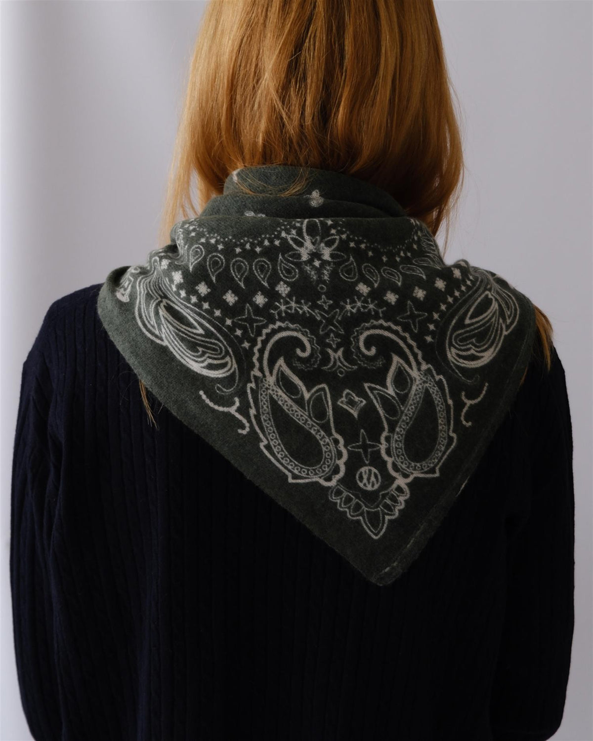 Cashmere Paisley Scarf – Green 65 cm
