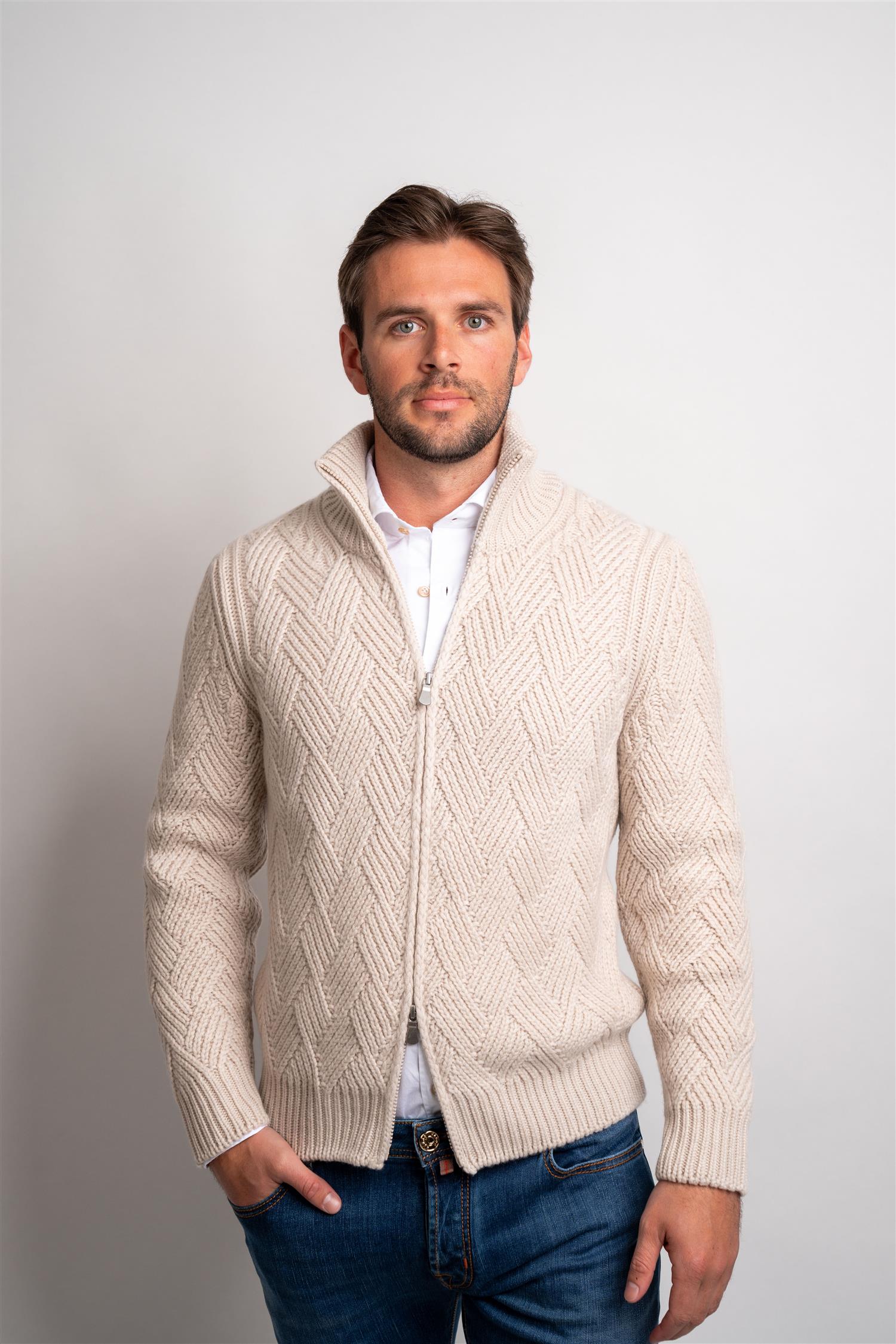 Full Zip Knitted - Panna