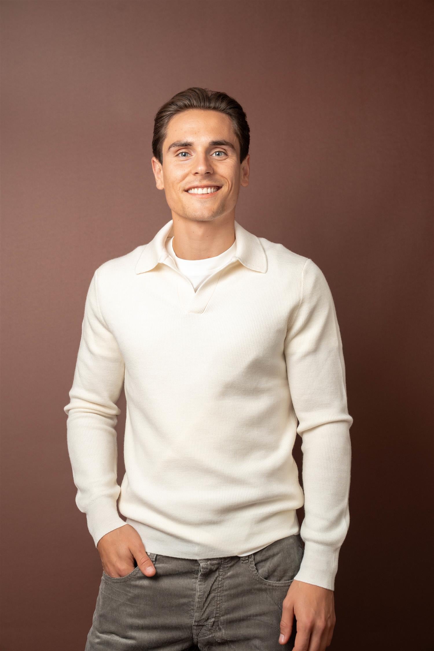 LS Merino Polo - Cream