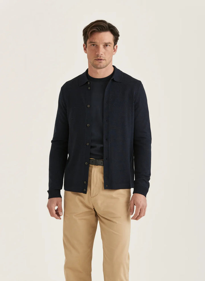 Merino Knitted Shirt - Navy