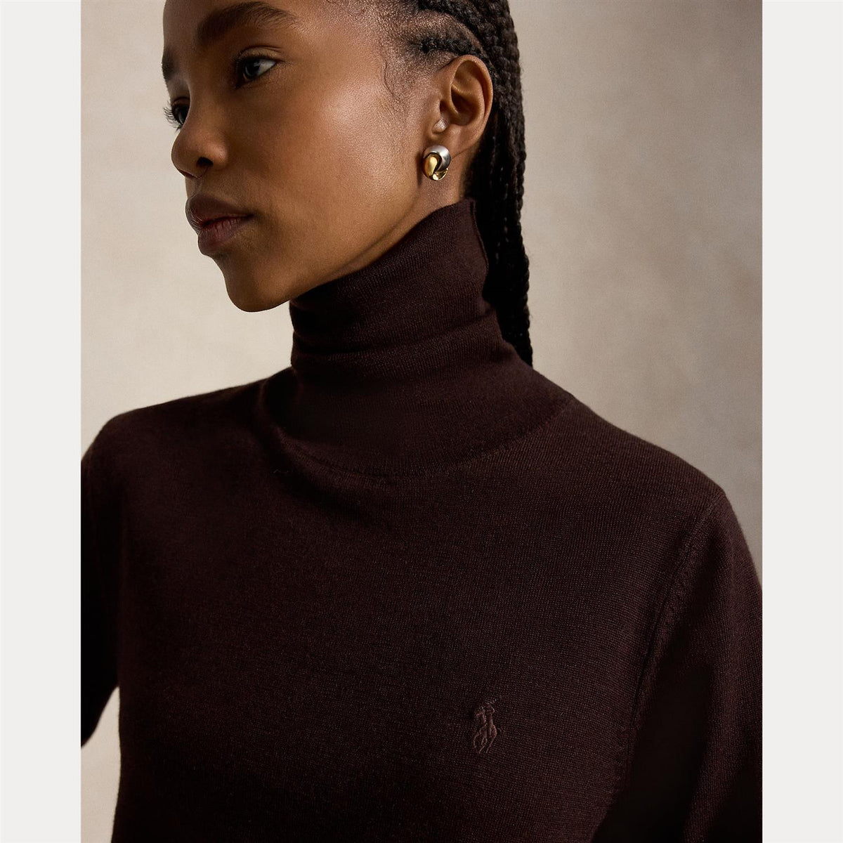 Wool Turtleneck Deep Chocolate Melange