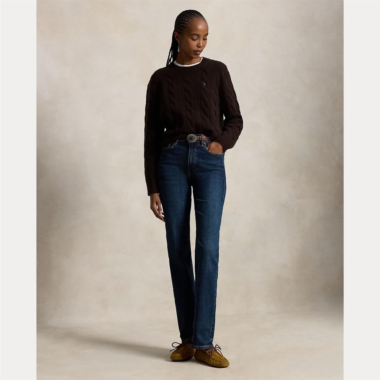 Cable-Knit Wool-Cashmere Sweater Walnut Brown Melange