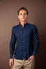 No Collar Linen - Navy