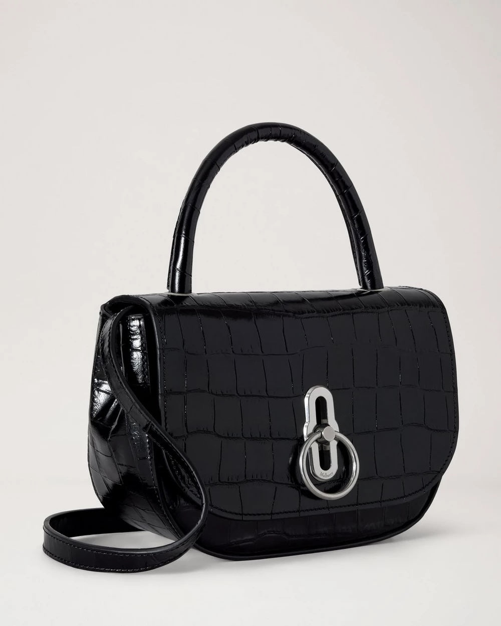Small Amberley Top Handle Croc Black